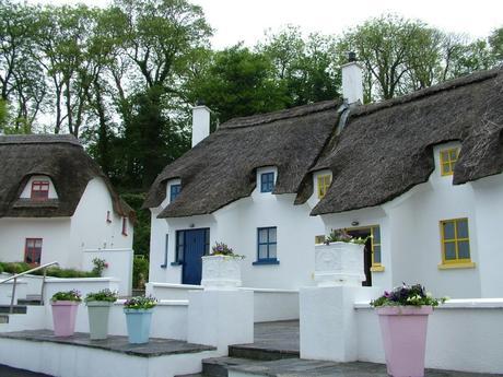 thatched cottages at dunmore east in county waterford - ireland