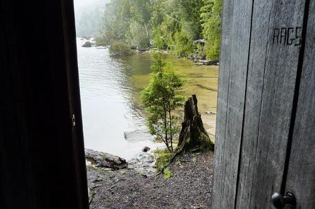 open door at echo point hut overland track