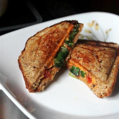 Grilled Cheese Tomato & Kale Sandwiches