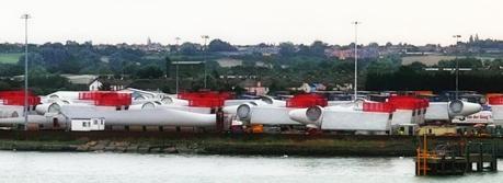 Siemens nacelles for 3.6MW wind turbines, at at the Harwich International Port (UK)