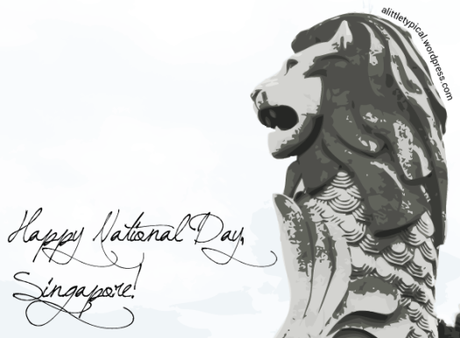 merlion national day singapore card