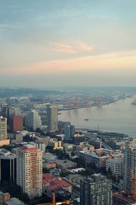 space needle views, seattle, sunset, downtown, elliot bay, waterfront