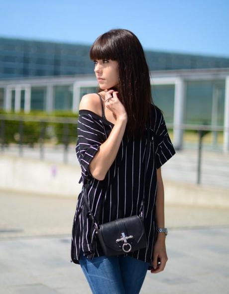 lovelybylucy obsedia black and white pinstripe shirt