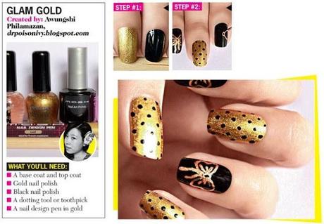 Featured in Cosmopolitan India Gold Glam NOTD tutorial