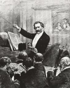 Verdi leading the orchestra (A. Rosenberg)