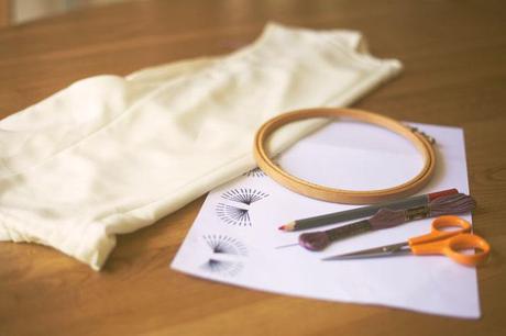Make your own DIY embroidered top. You will need : thread, an embroidery hoop...