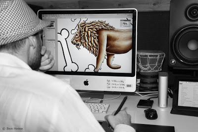 Lion Walk Animation - Drawing in Progress © 2013 Ben Heine 