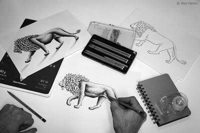 Lion Walk Animation - Drawing in Progress © 2013 Ben Heine 