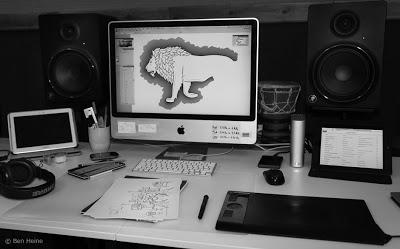 Lion Walk Animation - Drawing in Progress © 2013 Ben Heine 