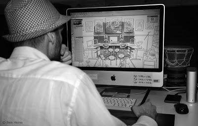 Lion Walk Animation - Drawing in Progress © 2013 Ben Heine 