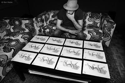 Lion Walk Animation - Drawing in Progress © 2013 Ben Heine 