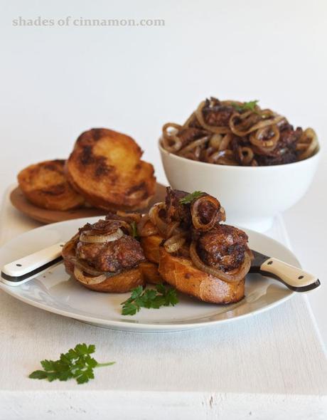 Chicken Liver and Sweet onion Crostini