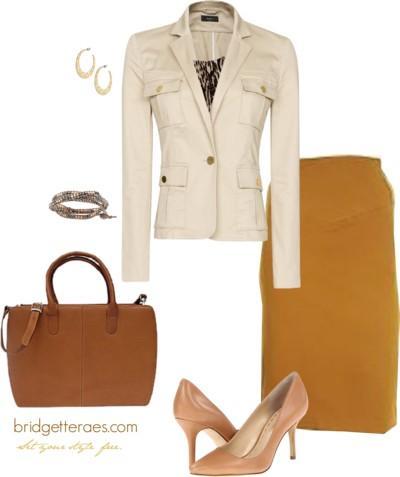 Camel Pencil Skirt Outfits