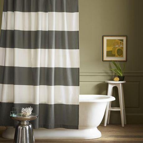 Stripe Shower Curtain - Feather Gray