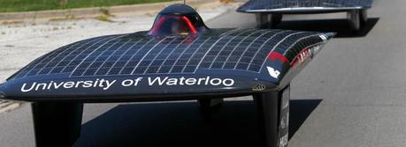 The University of Waterloo's Midnight Sun VII ready to depart the first checkpoint of the American Solar Challenge 2003 at Lincoln Land Community College in Springfield, Ill. Read more about this car below. (Credit: Midnight Sun Solar Rayce Car Team)