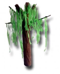 Tube and Crepe Paper Draped Tree