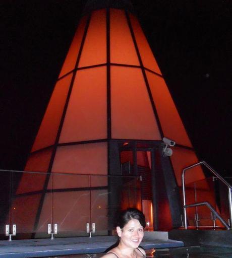 Me enjoying the romantic moonlight bath at AQUA DOME in Tyrol, Austria