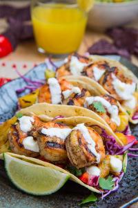 Jerk Shrimp+Tacos+with+Pineapple+Salsa,+Slaw+and+Pina+Colada+Crema+500w+7690