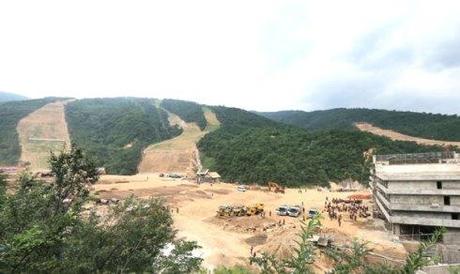 A view of ski slopes under development at Masik Pass Ski Resort in Kangwo'n Province (Photo: Rodong Sinmun).