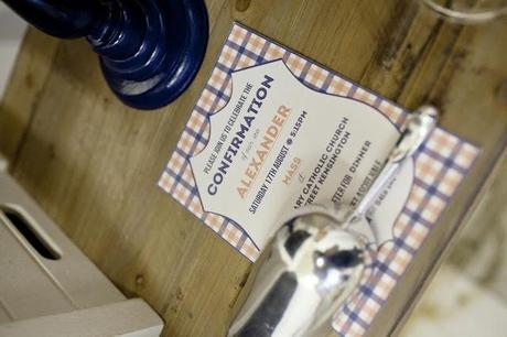 Preppy Tangerine and Navy Table by The Little Big Company