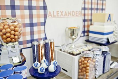 Preppy Tangerine and Navy Table by The Little Big Company