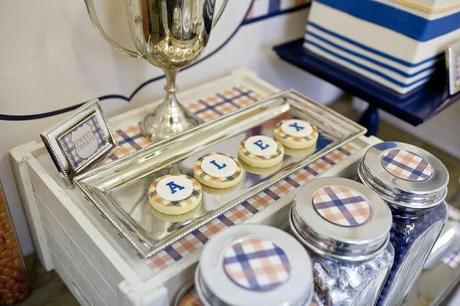 Preppy Tangerine and Navy Table by The Little Big Company