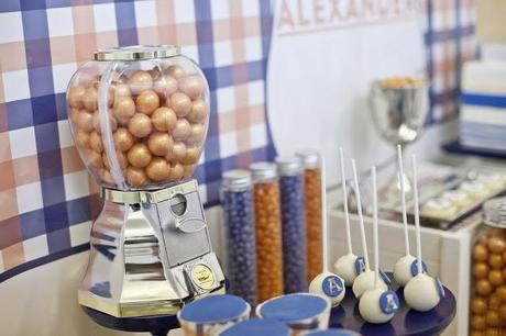 Preppy Tangerine and Navy Table by The Little Big Company