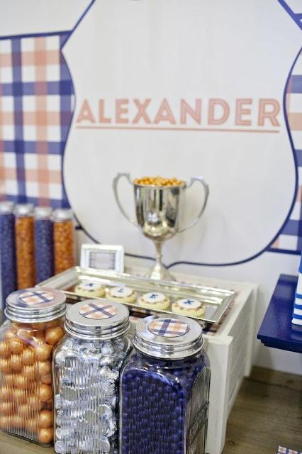 Preppy Tangerine and Navy Table by The Little Big Company