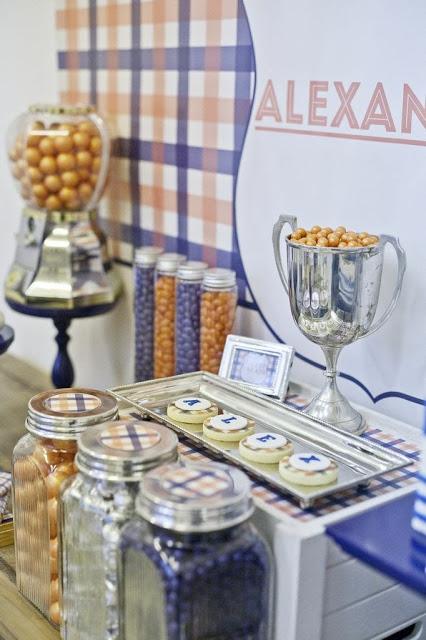 Preppy Tangerine and Navy Table by The Little Big Company