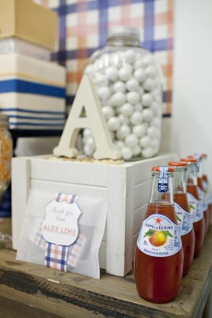 Preppy Tangerine and Navy Table by The Little Big Company