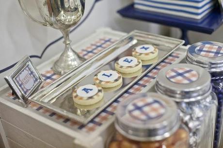 Preppy Tangerine and Navy Table by The Little Big Company