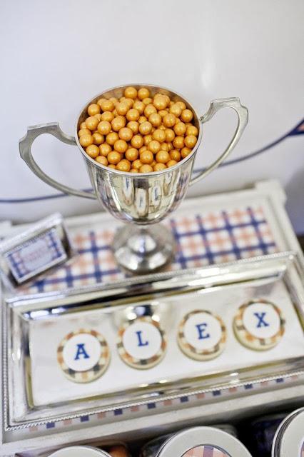 Preppy Tangerine and Navy Table by The Little Big Company