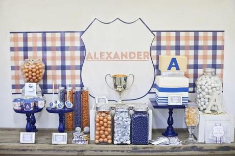 Preppy Tangerine and Navy Table by The Little Big Company