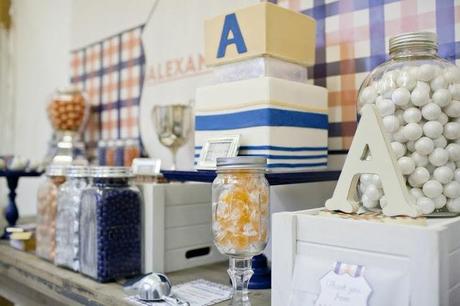 Preppy Tangerine and Navy Table by The Little Big Company