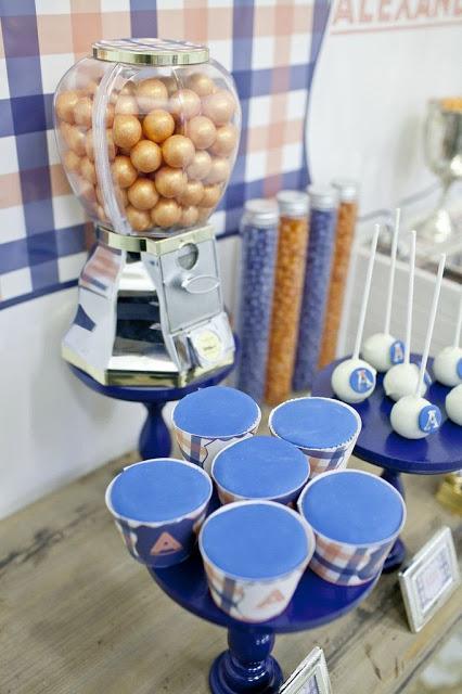 Preppy Tangerine and Navy Table by The Little Big Company