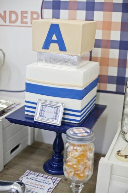 Preppy Tangerine and Navy Table by The Little Big Company