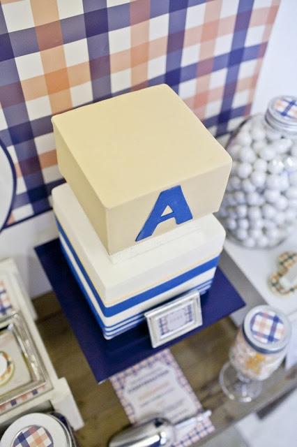 Preppy Tangerine and Navy Table by The Little Big Company