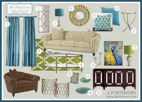 E-Design: A Peacock - Inspired Living Room