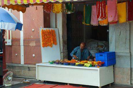 Selling Prayer Goods at Laxmi Narayan Birla Mandir 
