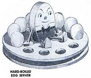 From Popular Mechanics the home handyman could rustle up a novelty Humpty Dumpty hard-boiled egg server for the wife.