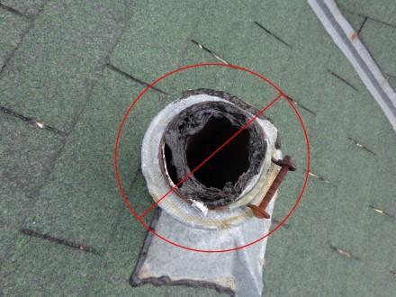 Tar at damaged plumbing cap