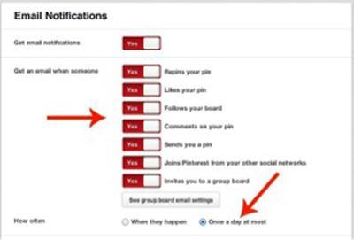 Change your Pinterest settings to engage with your followers.