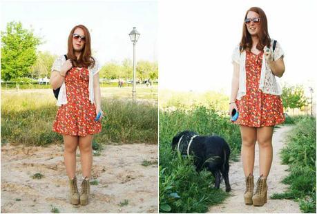 Little red vintage dress (Outfit) with Jeffrey Campbell Litas in Taupe  - TheMowWay.com