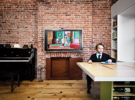 Living room brick wall