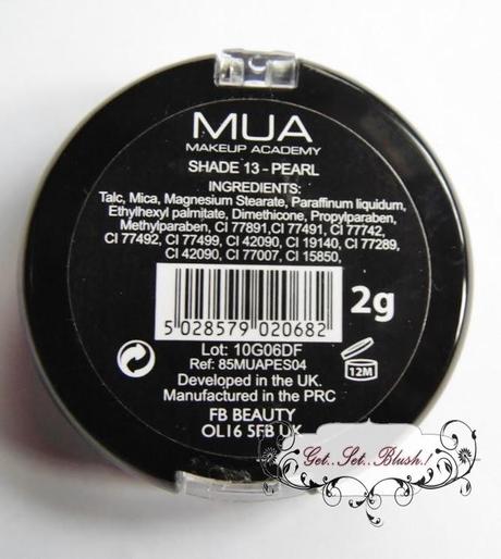 MUA MakeUp Academy Pearl Eyeshadow Shade 13 - Review, Swatch