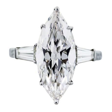 4 Carat Marquise Cut Diamond Platinum Engagement Ring