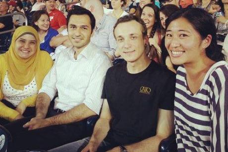 ThinkTankLINKS participants and CIPE Program Officer at a baseball game in DC. Maksim Karliuk is second from right.