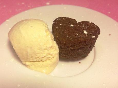 nutella brownie heart bites with vanilla ice cream hot and cold dessert easy baking ideas recipe