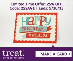 Treat 25% Off All Greeting Cards