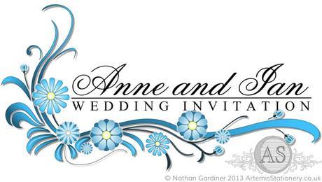 Sienna - floral wedding invitation design in light blue